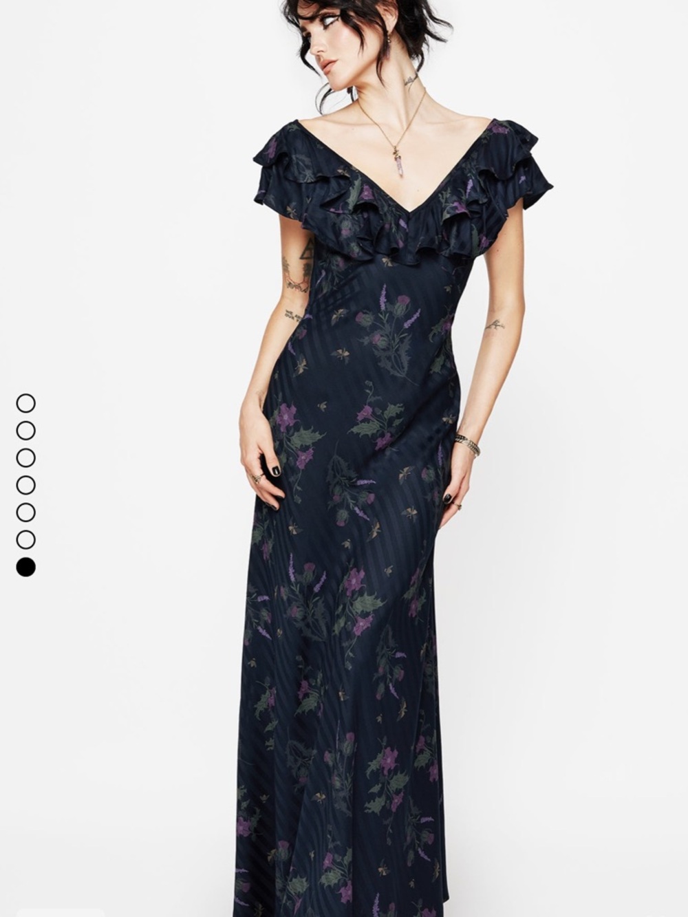 Disturbia Cassandra Navy Maxi Dress with Floral Print